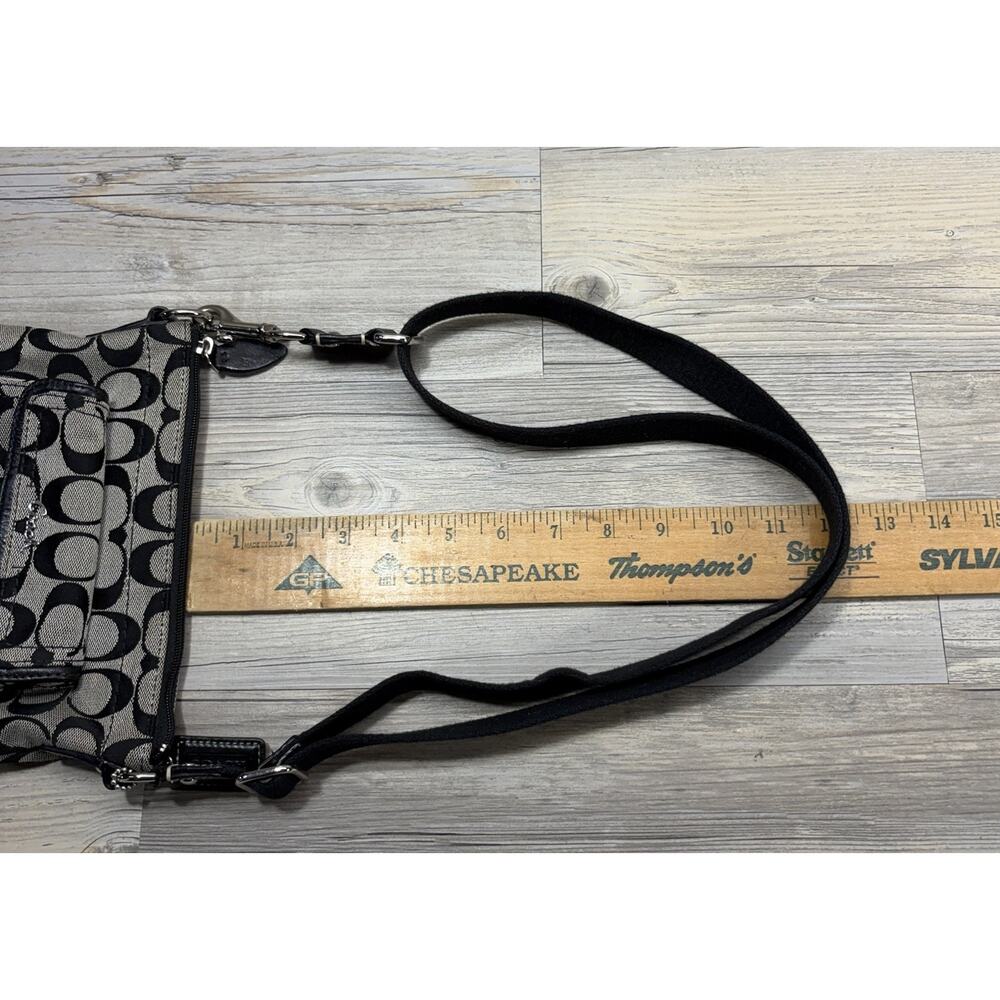 Coach Monogram Signature Swing Pack Bag Fabric Strap Gray Crossbody Purse 8"x7" - Picture 11 of 13